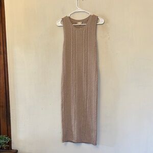 Hem & Thread Sleeveless Knit Midi Dress in Taupe Size S New